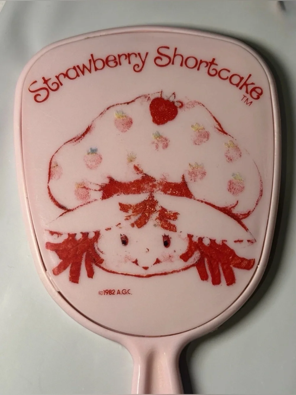 Vtg 1982 Strawberry Shortcake Pink Hand Mirror 8